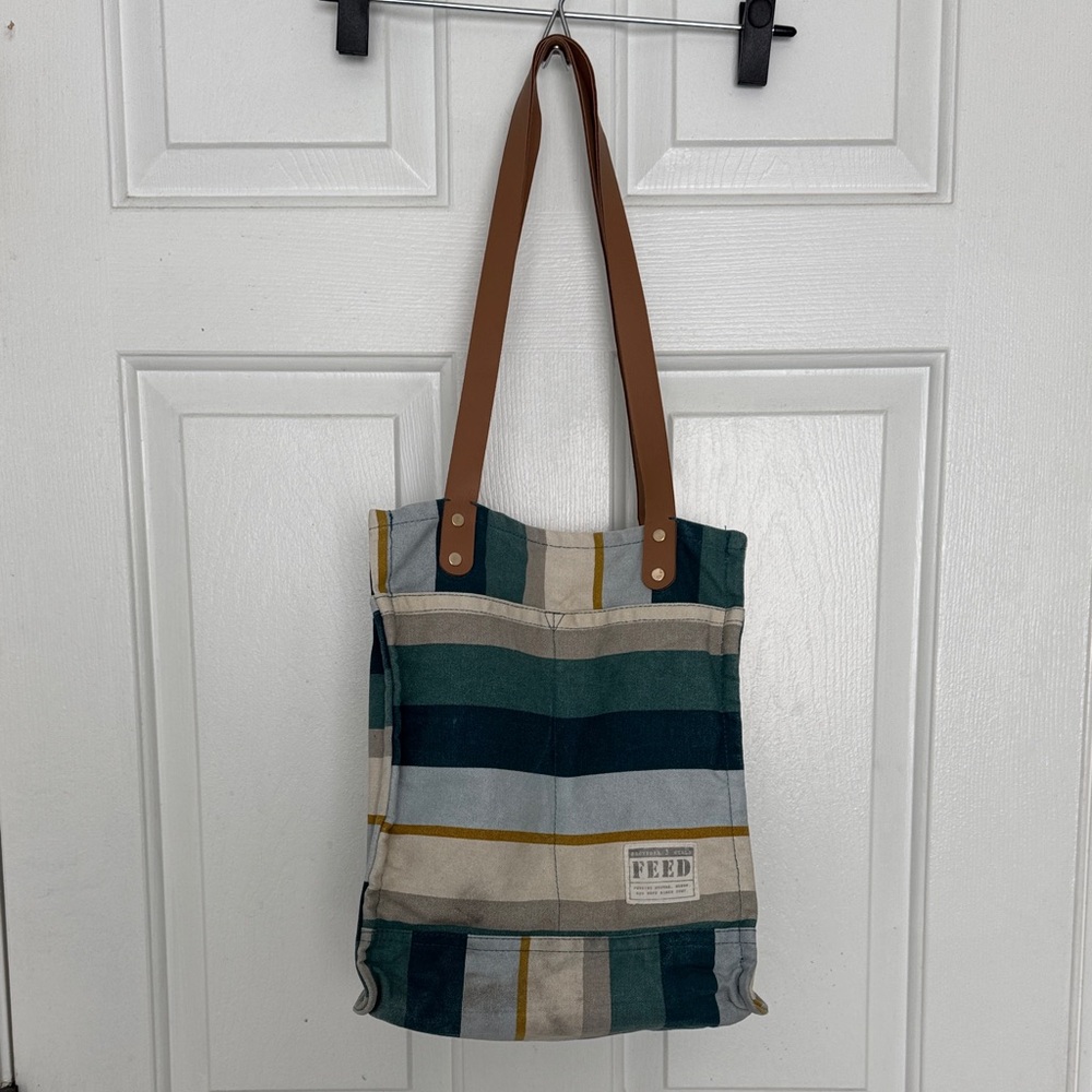 Striped Canvas Tote Bag - Multicolor